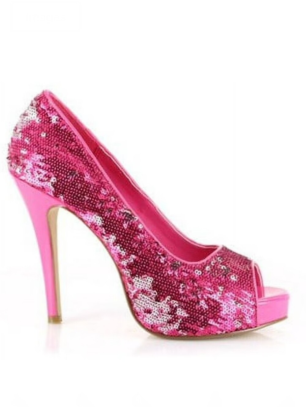 Ellie Flamingo 415 Hot Pink Sequin Peep Toe Platform Heels Pumps, Sz 11